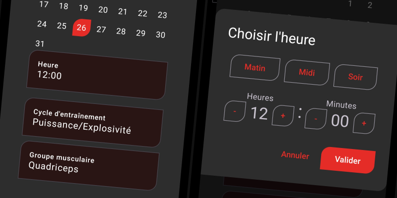 Interface FiTracking - Paramétrage des informations principales d'une séance personnalisée