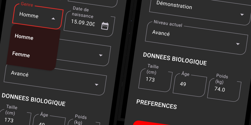 Interface FiTracking - Renseignement du profil et génération des références personnelles